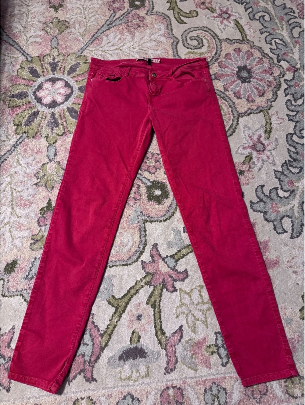 zara low rise red skinny jeans